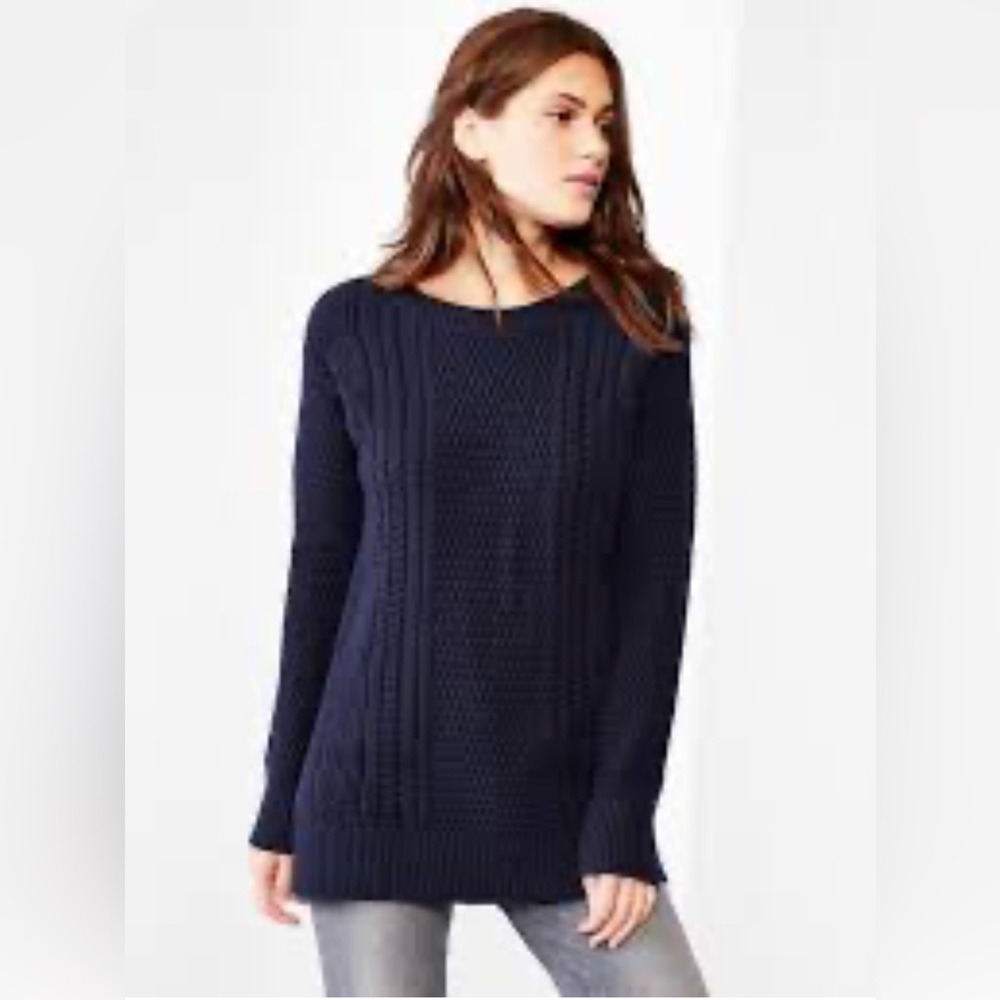 25” ptp Boyfriend Cable Knit navy Women's Sweater